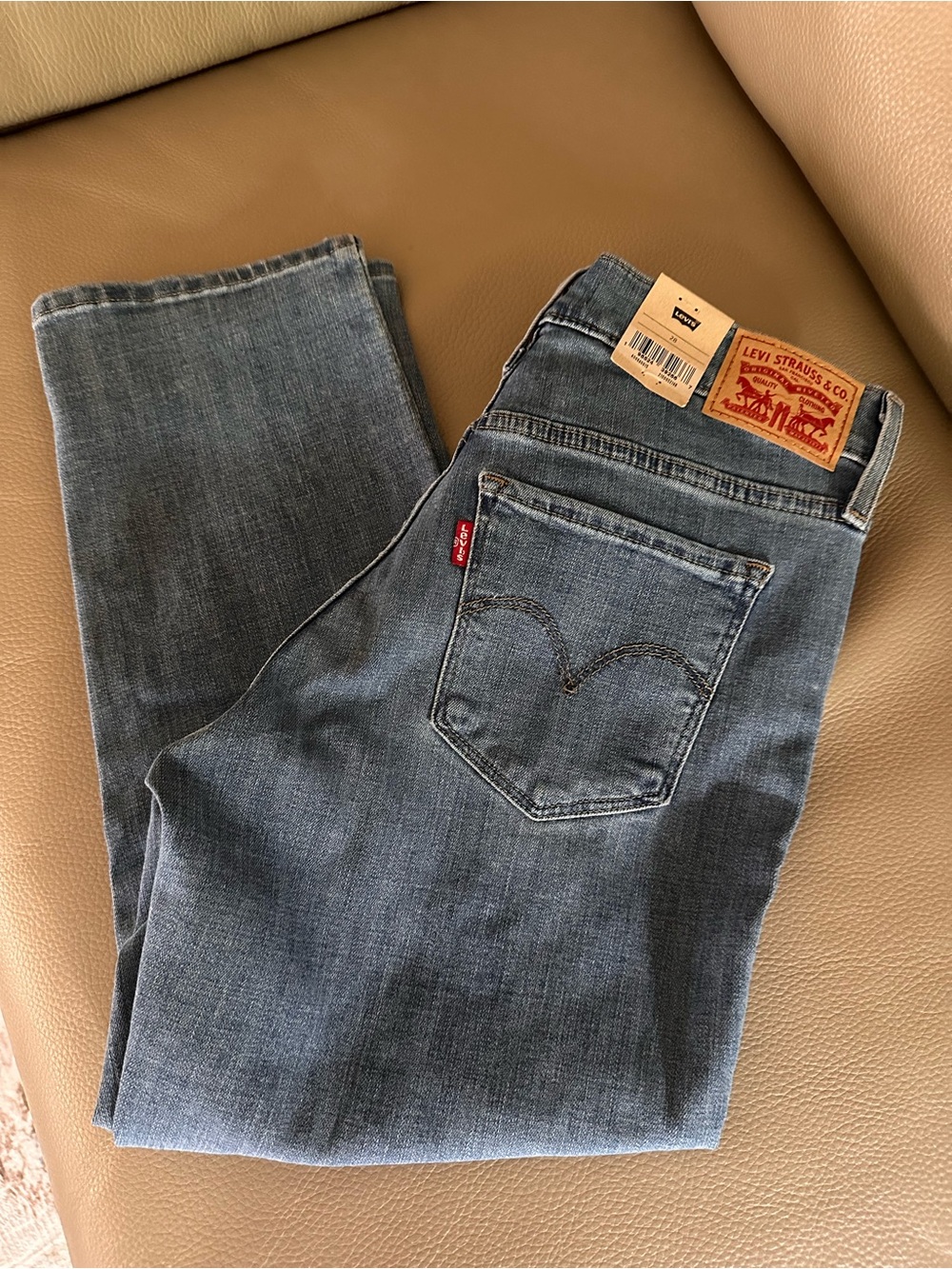Levi's Women's Ankle Jeans in Blue with Tan Patch